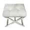 19" Light Gray Leather Geometric Tufted Stool with Metal Base